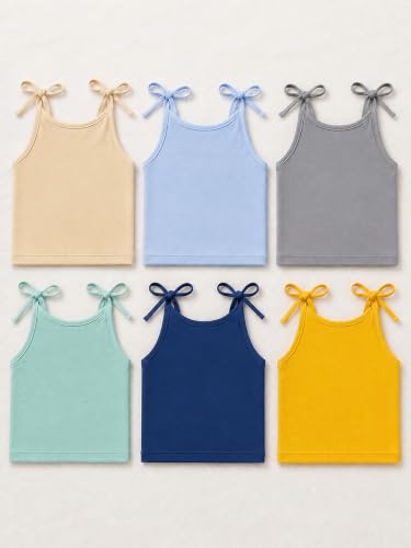 Image of Kidbee Baby Cotton Hosiery Tie-Up Jabla Pack of 6 | Soft Sleeveless Tank Tops & Baby Vests for Newborn Infants, Boys & Girls