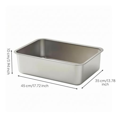 Image of Stainless Steel Feline Pan Easy to Hygienic Feline Feline Pan Rustproof for Pet Owners, Kittens, Home, Living Room 45x35x10cm Thickened