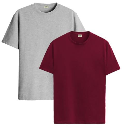 Image of ADRO Men's Cotton Regular Fit Combo Plain Solid T-Shirt Pack of 2