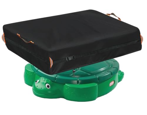 Image of Outdoor Sandbox Cover, Square Kids Sand Box Covers Waterproof and Windproof, Children's Large Sandboxes Cover Sandproof.44 Lx40 Wx10 H,Black.