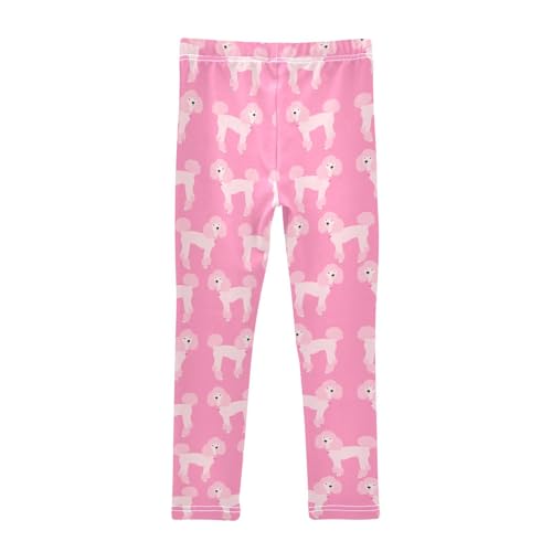 Cute Poodles on A Pink Background Girls Leggings,Workout Leggings for Girls Toddler Athletic Leggings Size for 3-10T2