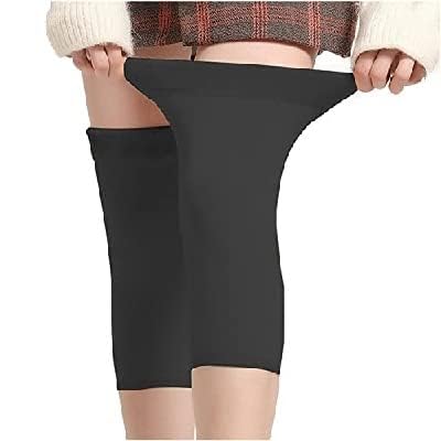 shivarth Woolen Snow Velvet Fur Soft Leg Warmer Knee Cap/Knee Belt High Socks for Women and Men over Knee High Footless Socks Knit Warm Long Leg Warmer Pack of 1 Black-picture-15