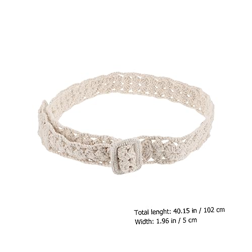 Woven Cotton Waist Belt for Women Stylish Macrame Design for Dresses Casual Wear Wide Belt for Summer Fashion Chic and Versatile Accessory Beige 5