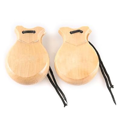2 Pcs Traditional Flamenco Castanets Spanish Castanets With String Wooden Hand Percussion Music Instrument For Beginner Wood Spanish Castanets Musical Instrument Flamenco Dance Castanets