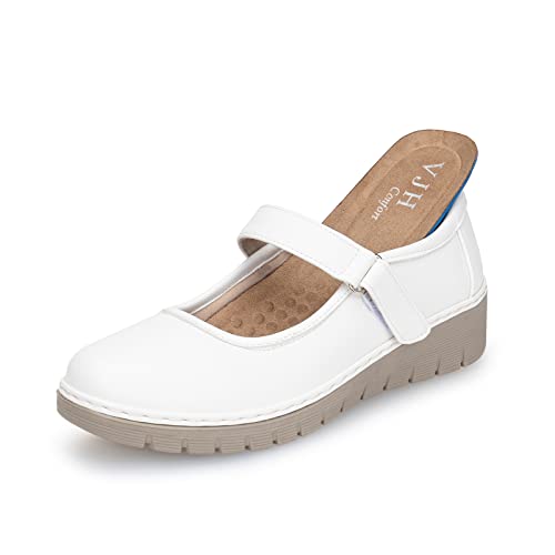 VJH confort Women&rsquo;s Mary Jane Flats,Comfort Round Toe Slip-on Orthotic Low Wedge Walking...