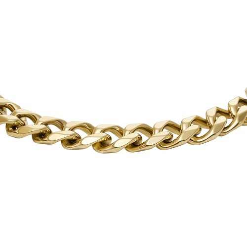 Image of Fossil Men's Plated Stainless Steel Engravable Personalized Gift ID, Chain or Cuff Bracelet for Men