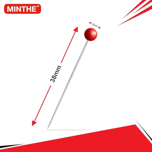 MINTHE™ Sewing Pins - 100 Pack, Coloured Heads, Dressmaking & Quilting Pins