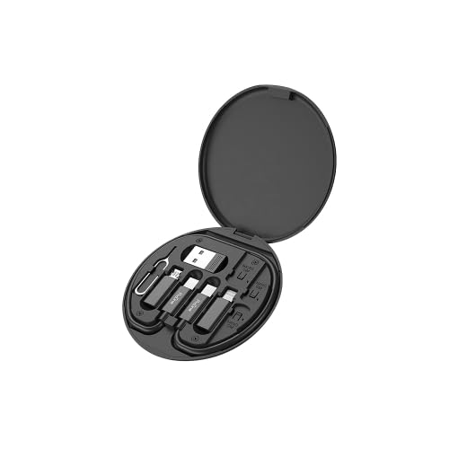 PCK001 USB Adapter Kit Cable Card,Multi-Type Charging Cable Case Convertor USB C to Lightning Type C Micro Adapter Data Transfer Contains Card Slot for Traveling, Use as Phone Holder