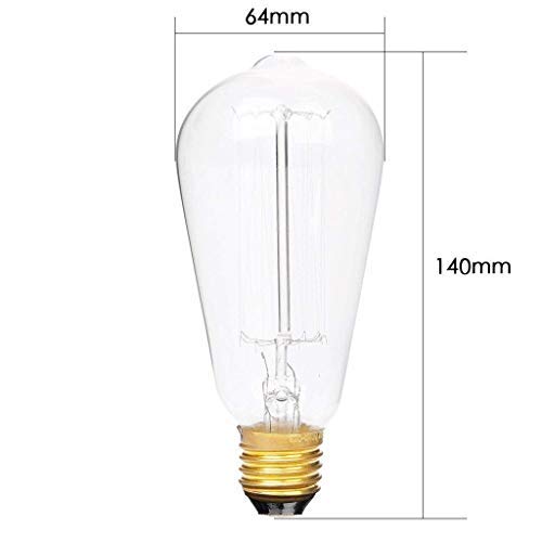 Image of fizzytech E27 Base 230 Lumens Antique Vintage Edison Glass Bulb with Squirrel Cage Filament Amber 40W Light Bulb One Unit
