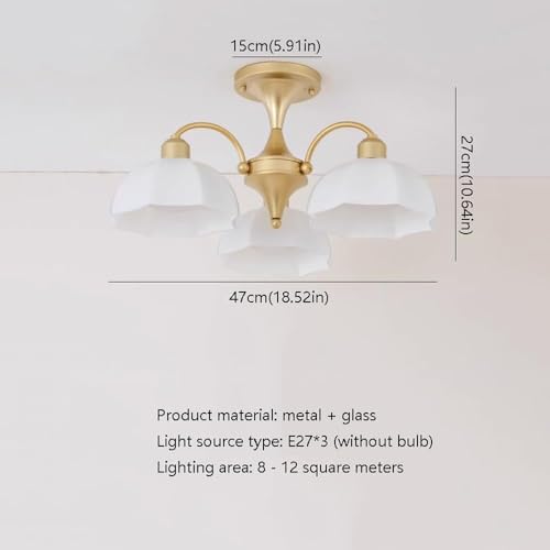 Plafonnier chic doré rétro avec abat-jour verre floral - 5