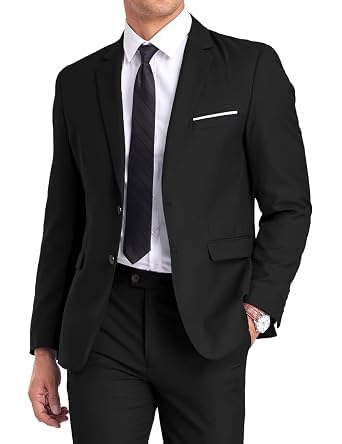 Mens Suit Slim Fit 2 Piece Two Button Solid Business Wedding Tuxedo Suit for Prom Jacket and Pants, Polyester and Viscose-image-15
