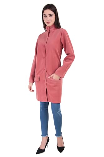 Image of Elendra jeans Women's Premium Velvet Long Coat | High Neck Buttoned Winter Jacket | Elegant Party & Casual Wear Overcoat