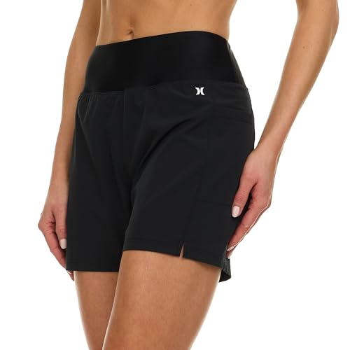 Hurley 5"/7" High Waisted Swim Shorts Women, Board Shorts with Pockets & Inner Liner, Quick Dry Swim Trunk, UPF 50+2