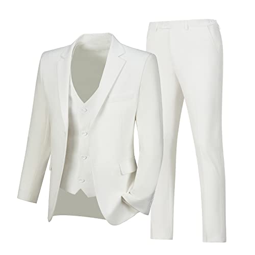 Man Suit Ivory Wedding Tuxedo for Men 3 Pieces Slim Fit Suits Sets for Bussiness Prom Size XS