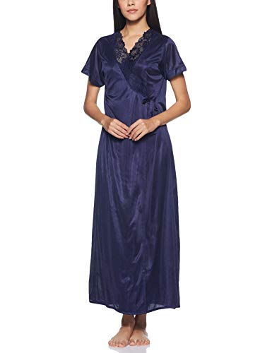 Clovia Women's Satin Sleepwear (NSM289P08-O_Blue_Free Size) - Image 2