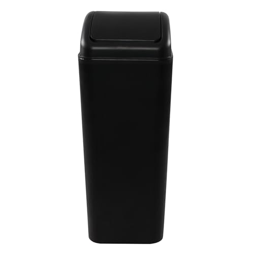 Ramddy Plastic Slim Trash Can, Black Modern Wastebasket, 14 Liter Commercial Garbage Bin