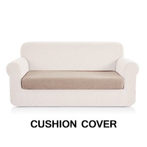 Image of Chunyi Jacquard Polyester Spandex Cushion Slipcover (Sofa Cushion, Light Khaki)