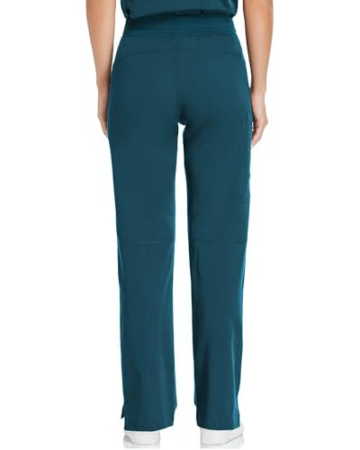 Image of COMENII Scrubs for Women, Knit Yoga Waistband Straight Leg Cargo Pants, Classic Fit Womens Scrubs Pants