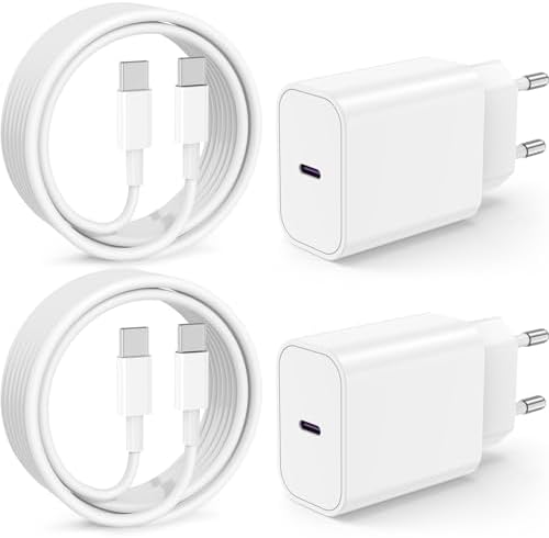 USB C Ladegerät Ladekabel für iPhone 18 17 17e 16 16e 15 Pro Max/Plus/Air Duo, 20W USBC Schnellladegerät Power Adapter mit Schnellladekabel 2M+2M für iPad Pro/Air/10.Generation/Sam