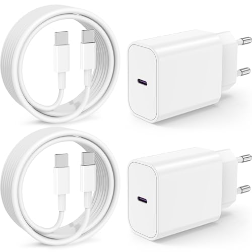 Qalirvis 2Pack USB C Ladegerät Ladekabel für iPhone 17 16 15 Pro Max/Plus 20W USB-C Schnellladegerät Power Adapter mit C zu C Schnellladekabel 2M für iPad Pro/Air/10.Generation