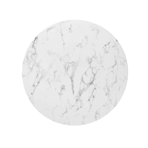 Image of Modway Lippa 36 inch Mid-Century Dining Table with Round Artificial Marble Top in Gold White
