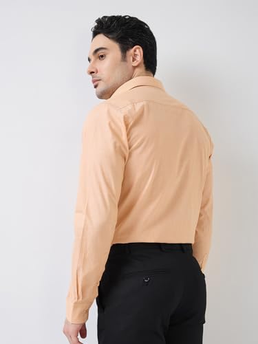 Image of Raymond Men Slim Fit Fil-A-Fil Pattern Pure Cotton Semi Cutaway Collar Full Sleeve Formal Shirt