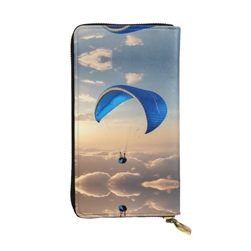 Portefeuille en cuir imprimé parapente long porte-cartes de crédit voyage