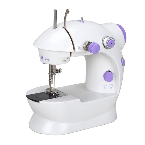 Máquina de coser electrónica, mini máquina de coser de doble hilo, 2 velocidades, con pedal para ropa, cortinas, manualidades