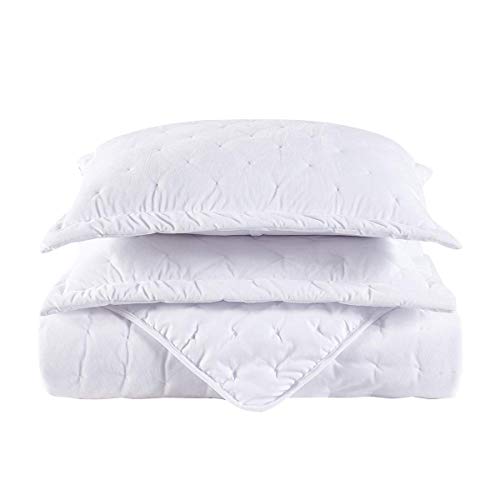 Royal Tradition Velvet White Fluffy Coverlets, King/California King Oversized 3Pc Quilt Set (110-Inch Wide X 96-Inch Long) All Seasons Bedspread With Embroidered Mini Dots #TOP2