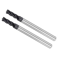 CoCud Schaftfräser Vier Kanten Satz 3.5mm x 10mm Schneiden 4mm Schaft AlTiN Beschichtet P05 Karbid 4 Flöten CNC Router-Bits - (Anwendung: für Fräsen Edelstahl Gehärteter Stahl) 2Stk