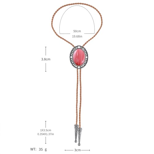 Image of Jeilwiy Bolo Tie for Men Real Stone Westwern Cowboy Ties Silver Bolos Women Leather Necktie Gift for Birthday Christmas