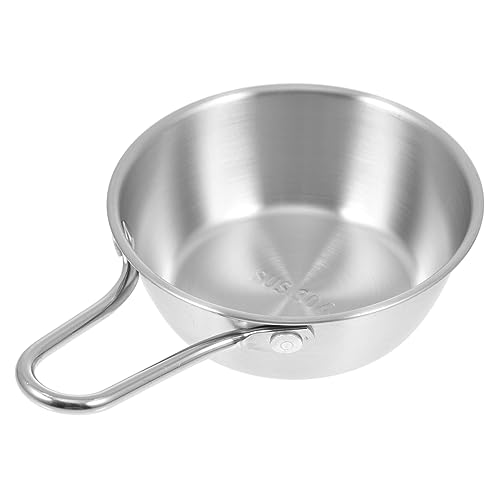 CIYODO 1Pc Korean Style Stainless Steel Bowl with Handle Rice Wine Bowl for Dining for Restaurants Picnics and Home Use