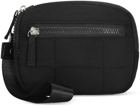 Hynes Eagle Wristlet Wallets for Women Nylon Quilted Puffer Wallet Purse with 3 Zip Pockets for Travel/Daily Black