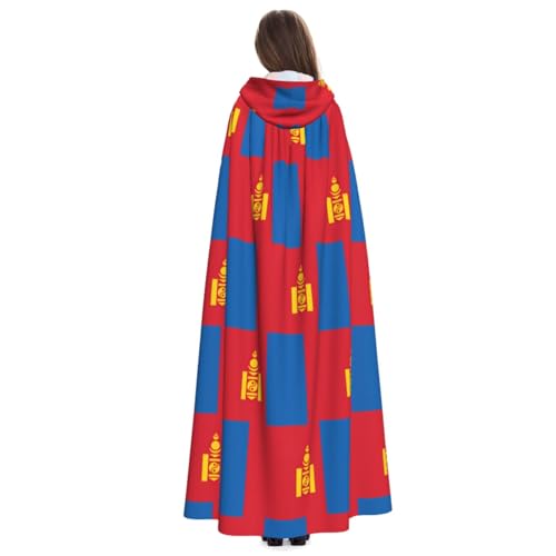Cape à capuche médiévale au motif drapeau mongol pour carnaval