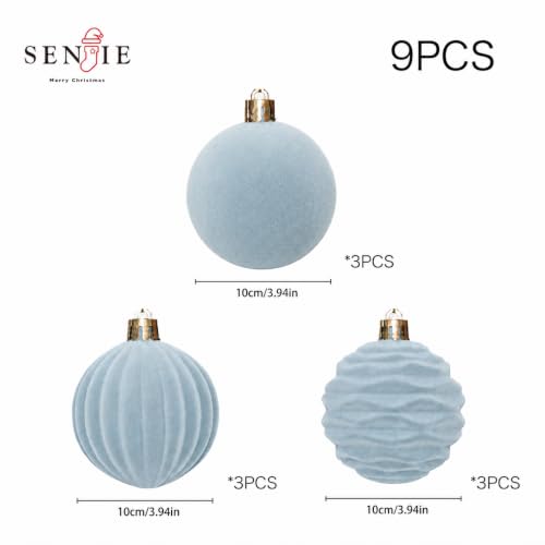 Image of 4In Velvet Ornaments for Christmas Tree, 9pcs Large Christmas Ornaments Set