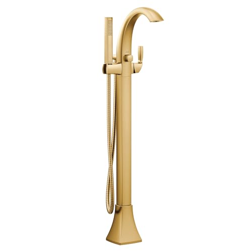 Moen Voss Brushed Gold One-Handle Freestanding Floor Mount Tub Filler with Handshower, 695BG