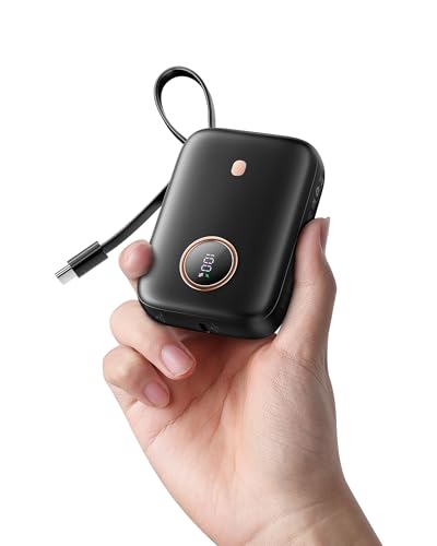 Nllosa Power Bank 10000mAh, Mini Caricatore Portatile, 22.5W Powerbank Ricarica Rapida con 2 Porte e Type C Cavi, Piccolo Potente Batteria Esterna per iPhone Samsung Xiaomi Android AirPods iPad etc