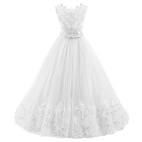 Abaowedding Flower Girl Dresses First Communion Dresses Girl Pageant Dresses Long Lace Sequin Girl Dresses Ball Gown4