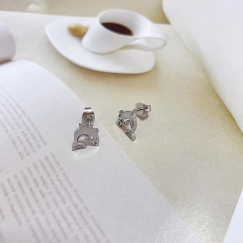 Minimalist Shark Small Stud Earrings Stainless Steel for Women Men Cute Punk Animal Cartilage Pierced Hypoallergenic Tiny Huggie Sleeper Studs Earring Fashion Jewelry Gifts4