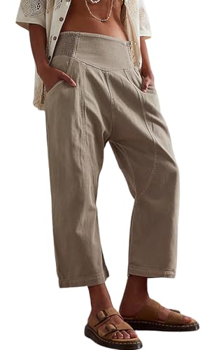 loveimgs Barrel Jeans for Women Wide Leg Mid Rise Denim Pants Baggy Casual Cropped Loose Fit Harem Pants