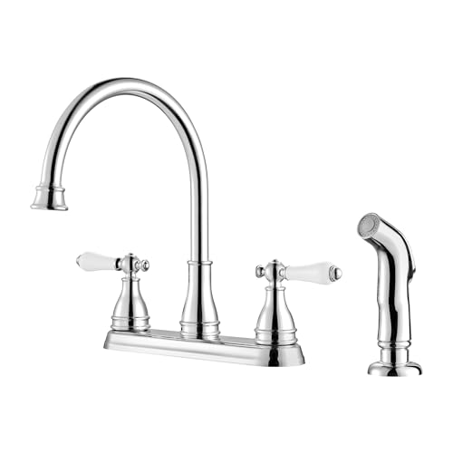 Pfister Sonterra 2-Handle Kitchen Sink Faucet with Side Sprayer High Arc Polished Chrome Finish 1.8 GPM Flow Rate 3 or 4 Hole Installation Ceramic Disc Valve F0364SNC