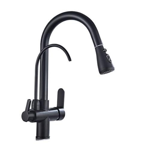 Mitigeur cuisine beige avec filtre à eau 3 voies et finitions élégantes