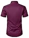 ZEROYAA Men's Short Sleeve Dress Shirt Casual Wrinkle Free Stretch Modern Slim Fit Button Down Shirts for Wedding and Business Maroon Large