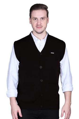 Image of V Neck Cardigans for Men - Woolen Sleeveless Sweater for Man Winter Wear