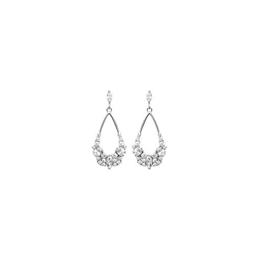 Zanzybar Collection – Long Water Drop Earrings in Silver with Pink Stones MADRAS Collection