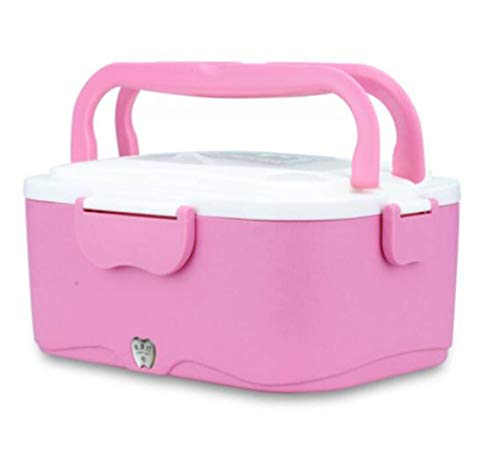 Preisvergleich Produktbild Elektrische Brotdose Heizung Edelstahl innere steckbare Brotdose tragbare elektrische Brotdose für Auto, Picknick, Student, Arbeiter, Haus,Pink