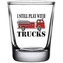 Rogue River Tactical Funny Firefighter Shot Glass Gift for Firefighters - Play With Fire Trucks