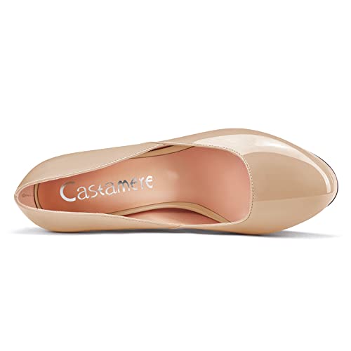 Castamere Women High Heel Chunky Block Platform Round Toe Slip-on Pumps Classic Cute Dress 5.1 Inches Heels Shoes4