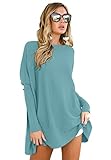 LIYOHON Oversized T Shirts for Women Tunic Tops to Wear with Leggings Long Sleeve Fall Sweaters Dressy Tops Turquoise-M