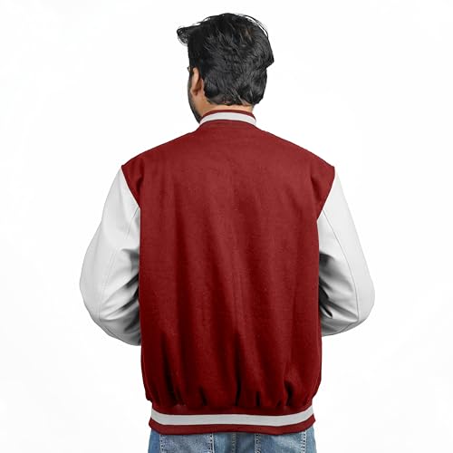 Image of Men's Fashion Varsity Jacket Causal Slim Fit Wool Letterman Baseball Bomber Jackets